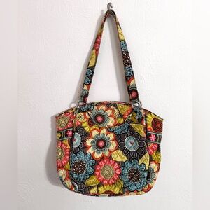 Vera Bradley Glenna satchel tote in Flower Shower, gray yellow blue and orange